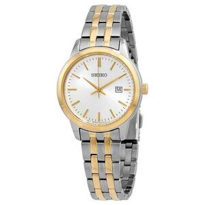 NWT Authentic Seiko Classic Quartz White Dial Two-tone Women's Watch